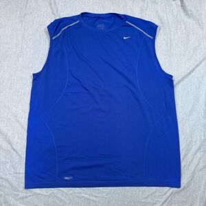 Nike Pro Shirt Mens‎ XXL Fit Blue Sleeveless Performance Training Gym Top